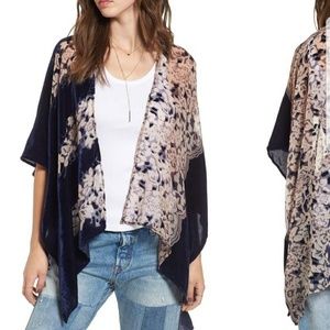 Blue floral velvet Kimono / wrap